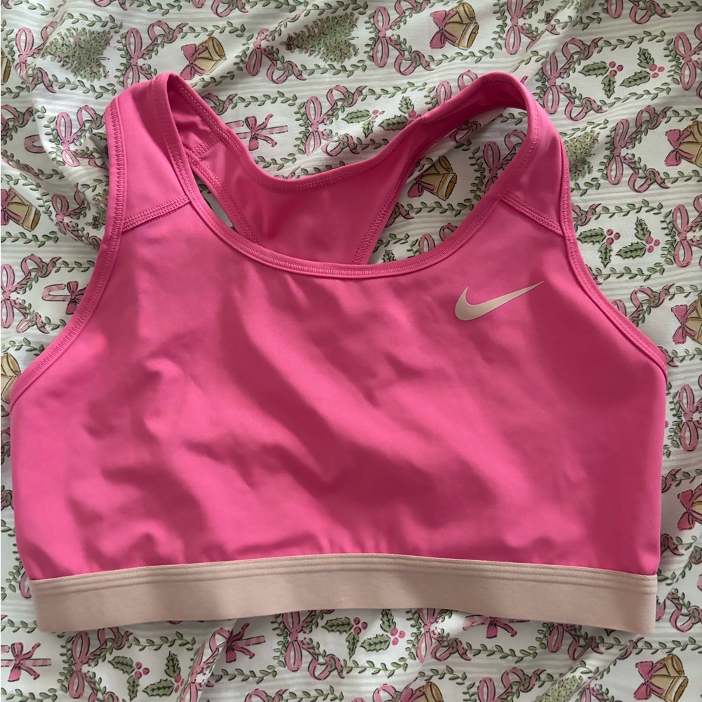 Nike Bright Pink Sports Bra with Beige Band WORN ONCE